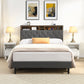 King-Size Upholstered Platform Bed Frame with Modern Button-Tufted