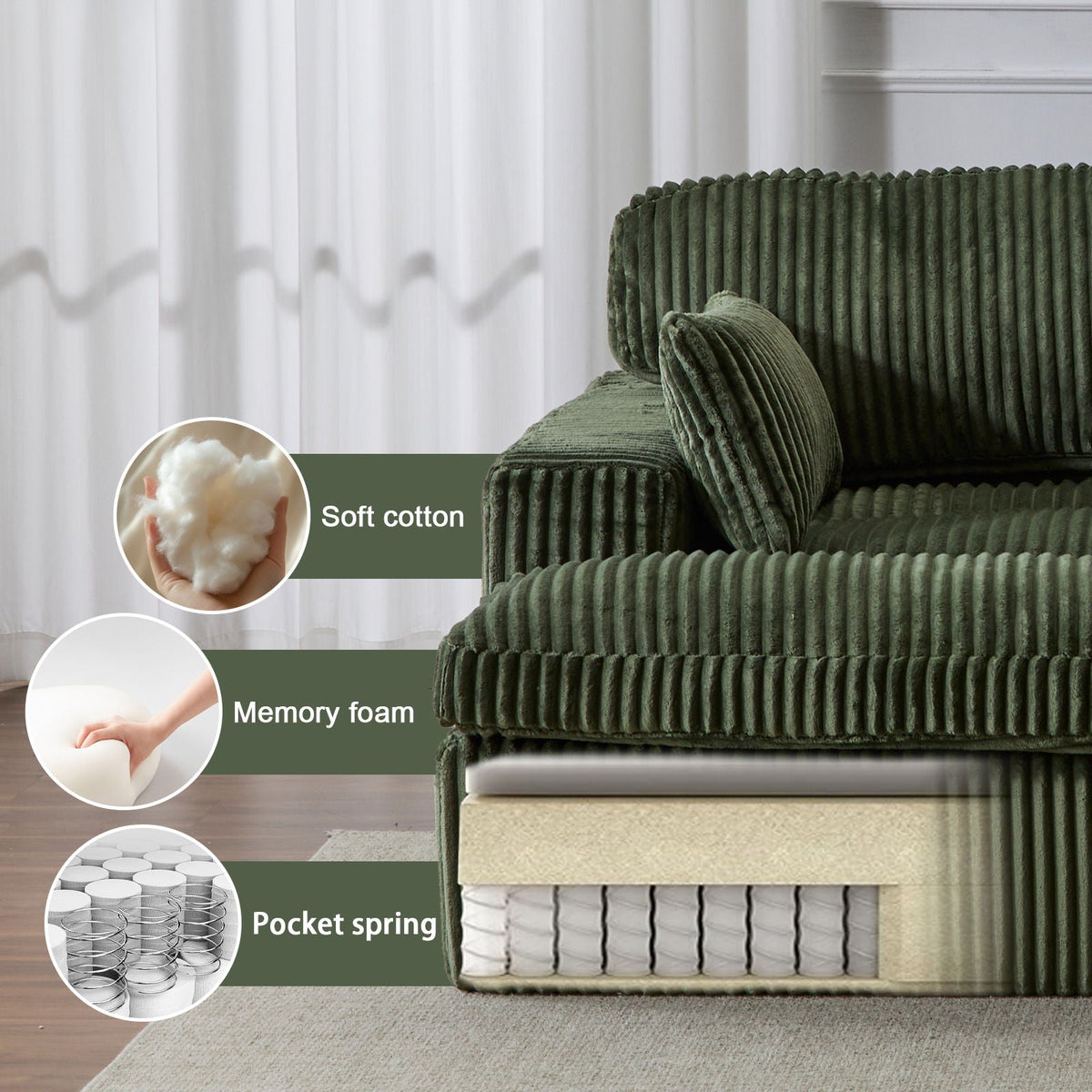 Double Chaise Lounge Chair, Oversized Upholstered Sleeper Cloud Couch - view 25