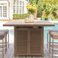 Walton Bridge - 5 Pc. - Square Bar Table W/Fire Pit, 4 Barstools - Driftwood
