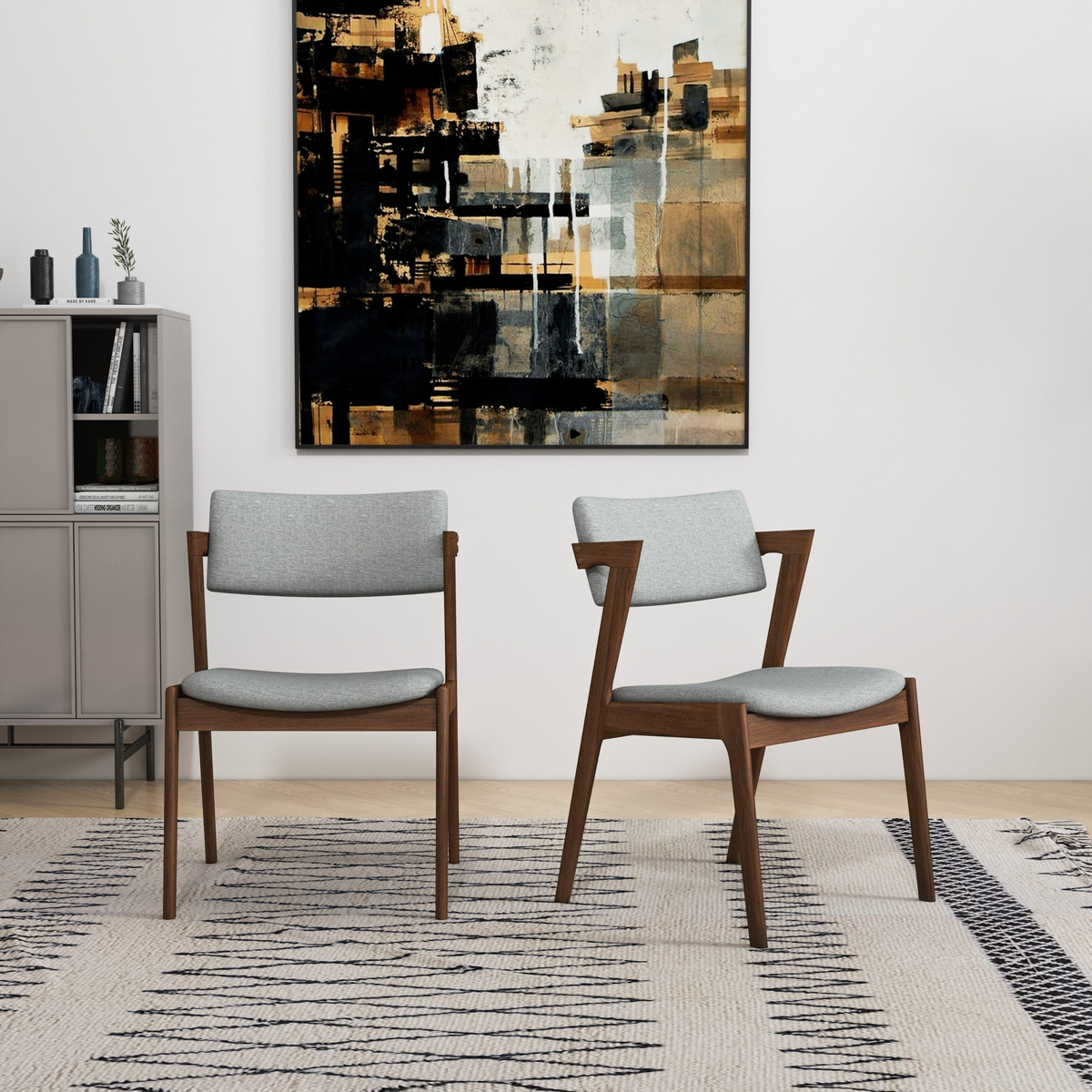 Edwin Light Gray Fabric Dining Chair Set of 2