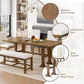 Topmax - 6 Piece Farmhouse Extendable Dining Table Set Trestle Kitchen Table Set With Removable Leaf And - view 8