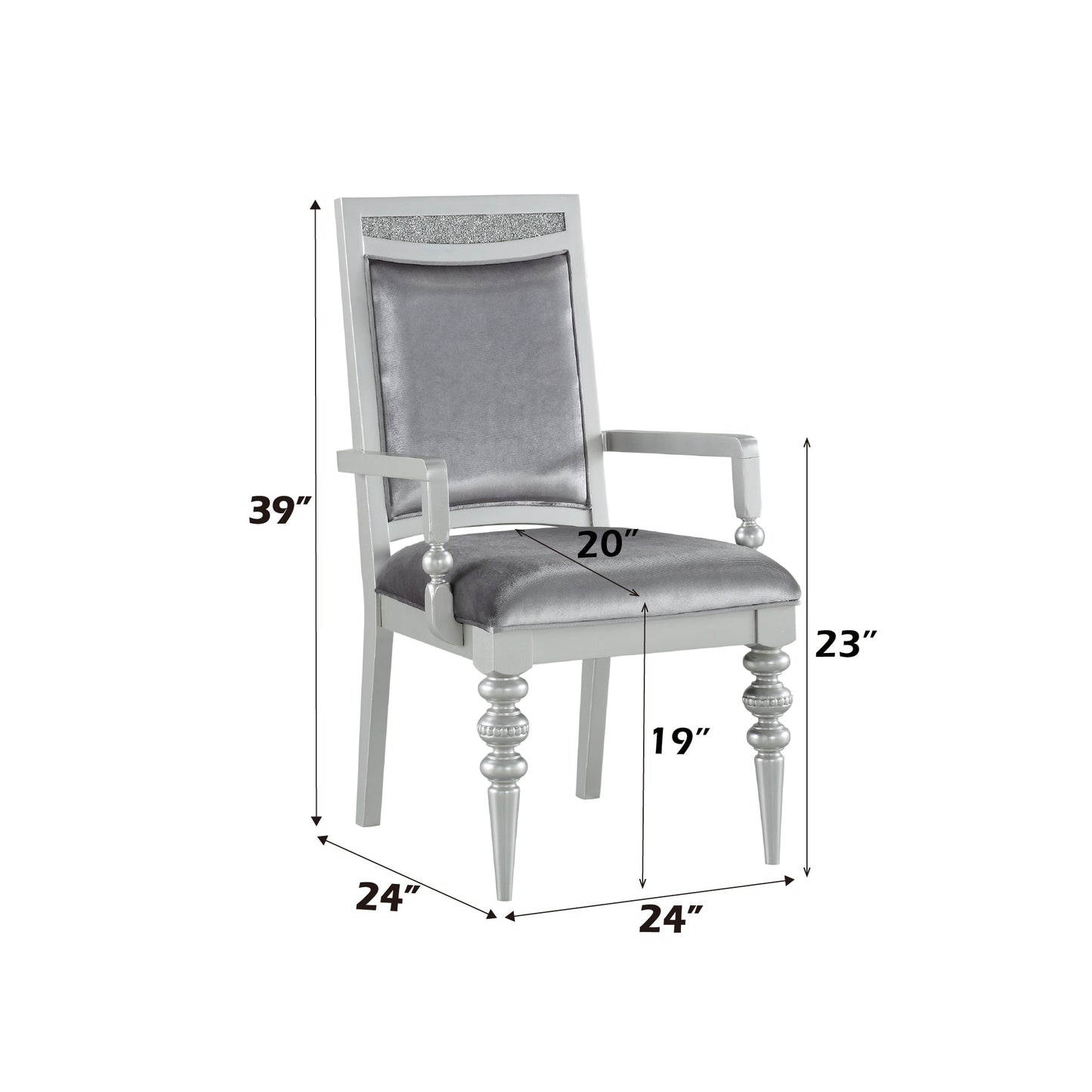 Maverick Fabric & Platinum Finish Arm Chair Set of 2