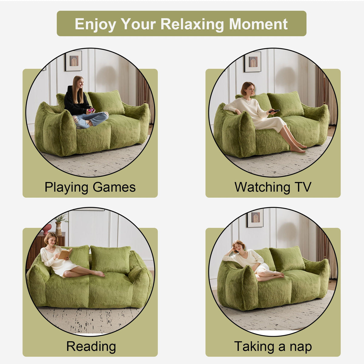 Giant Bean Bag Couch, Ultra Soft Fluffy Loveseat For Living Room - view 28