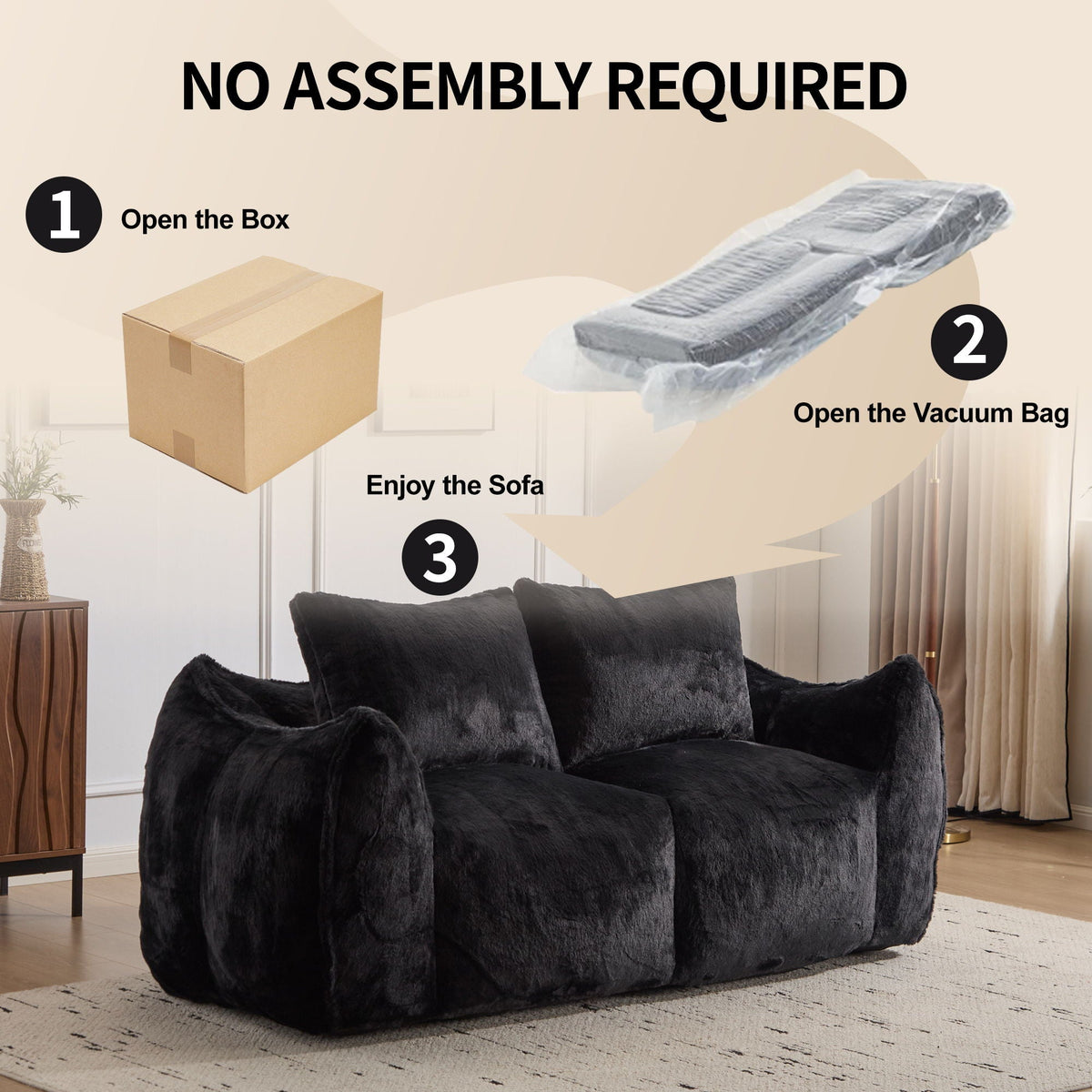 Giant Bean Bag Couch, Ultra Soft Fluffy Loveseat For Living Room - view 29