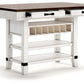 Valebeck - 5 Pc. - Counter Table With Wine Rack, 4 Swivel Stools - White / Brown
