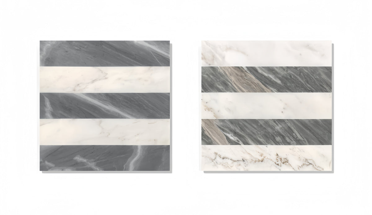 12x12 White Gray Waterjet Marble Tiles