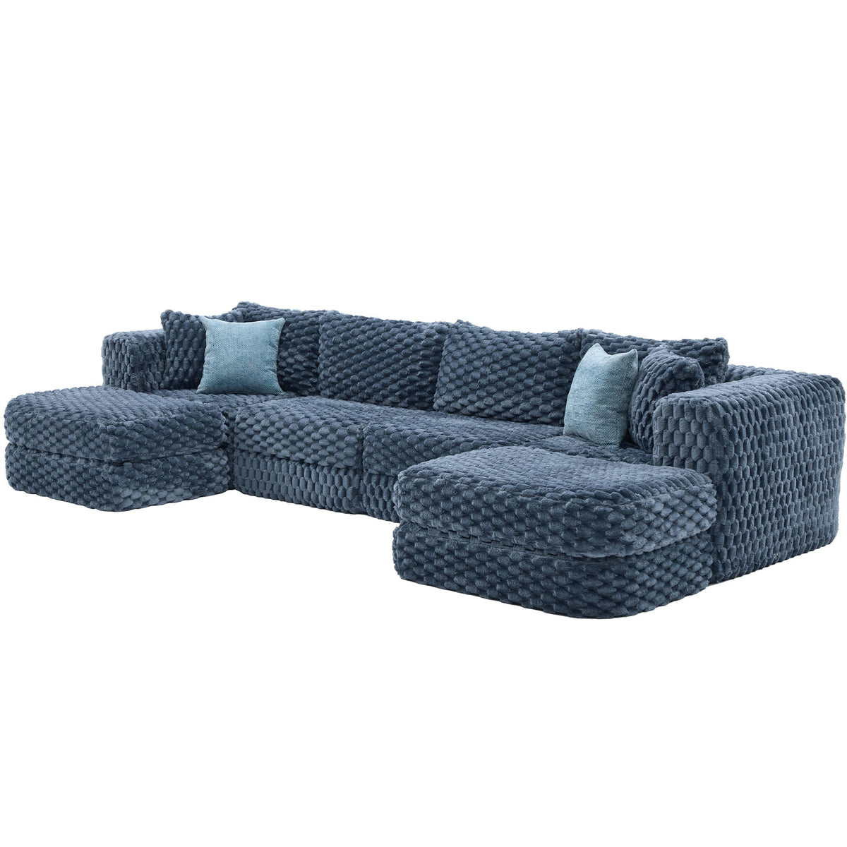 Modular Sectional Sofa, Boneless Couch With 2 Movable Ottomans - view 22