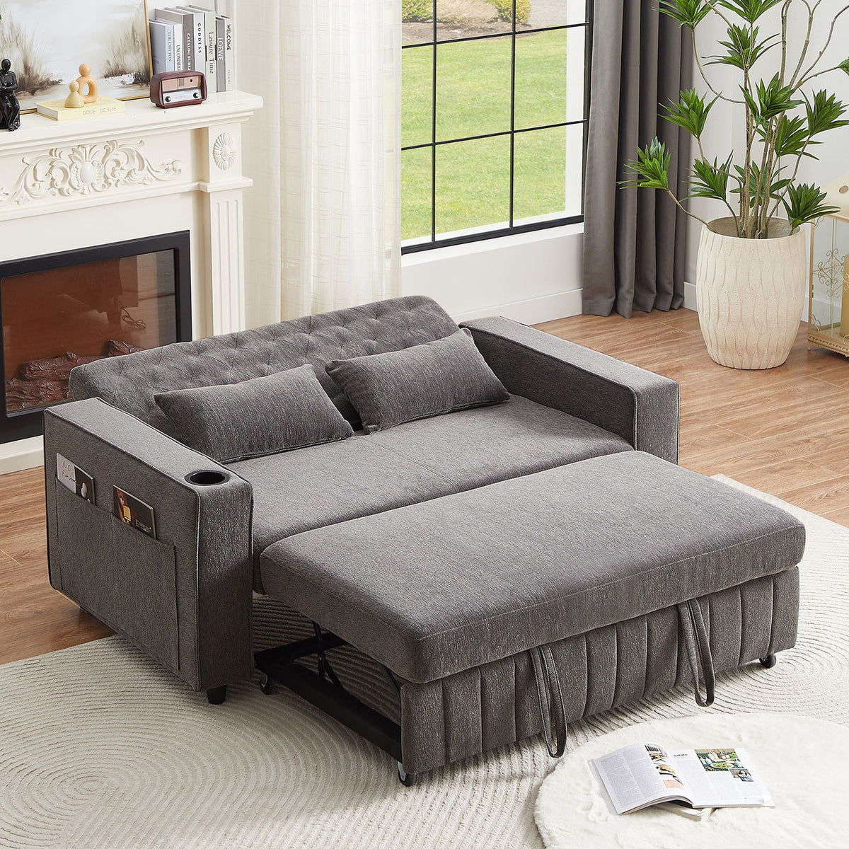 Pull-Out Sofa Bed Convertible Couch With Adjustable Backrest For Living Room - view 12