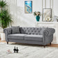 Chesterfield Upholstery Fabric Sofa With Roll Armrest & Nailhead, Mid Century Modern 3 And 3 Seater Couch - view 7