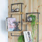 12" x 6" x 27" Iron and Wood Wall Shelf With Two Shelves