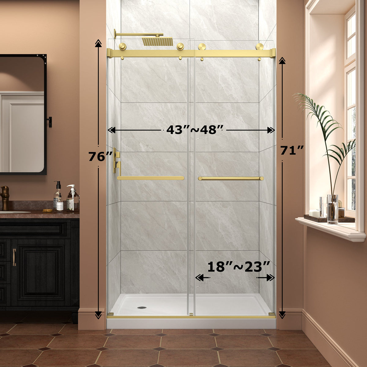 43"-48" W x 76" H Brushed Shower Door
