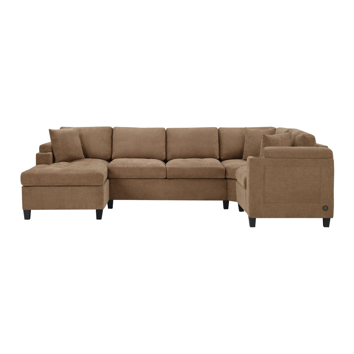 U Shaped Sectional Sofa, Corner Living Room Couch With Built In Cup Holders, Storage, USB Ports - view 3
