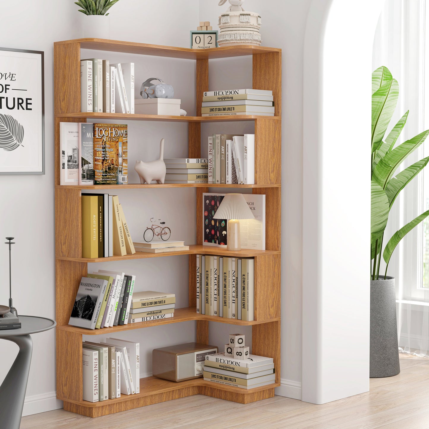 90cm Freestanding Corner Bookshelf