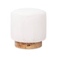 Tilly 16.5" Round Fur Upholstered & Burl Pouf Ottoman
