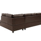 3 Pc Sectional Sofa Set Brown Faux Leather Left-Facing Chaise