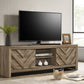 1pc Rustic Chevron-Patterned Entertainment Console TV Stand