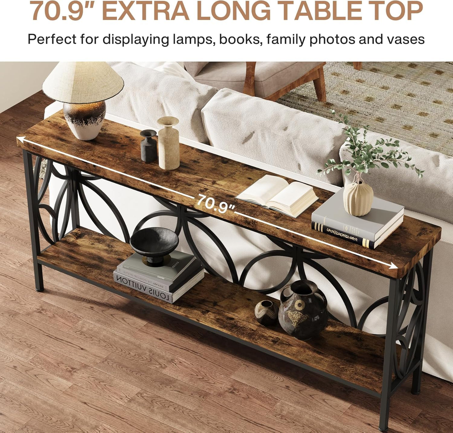 70.9 Inches Extra Long Industrial Console Table