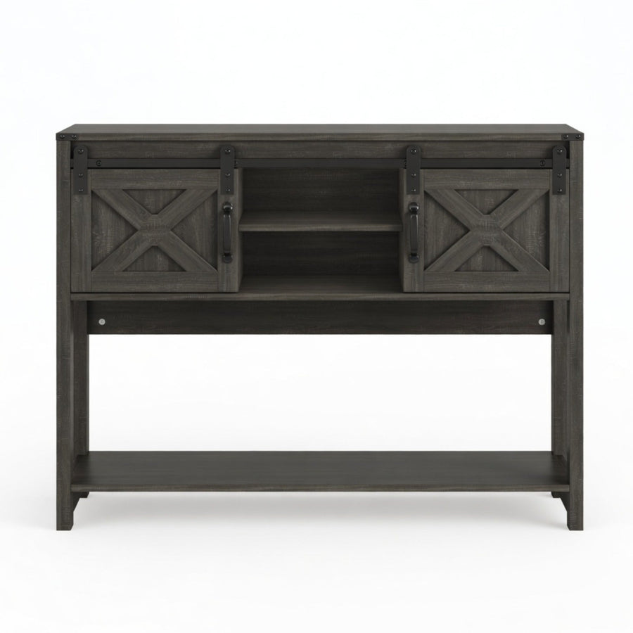46" Modern Farmhouse Entryway Table with Storage & Sliding Barn Door, Dark