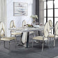 Destry - Dining Table With Engineering Stone Top & Pedestal Base - Engineering Stone Top & Mirrored Silver