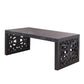 47.2" Solid Black Carved Wood Coffee Table
