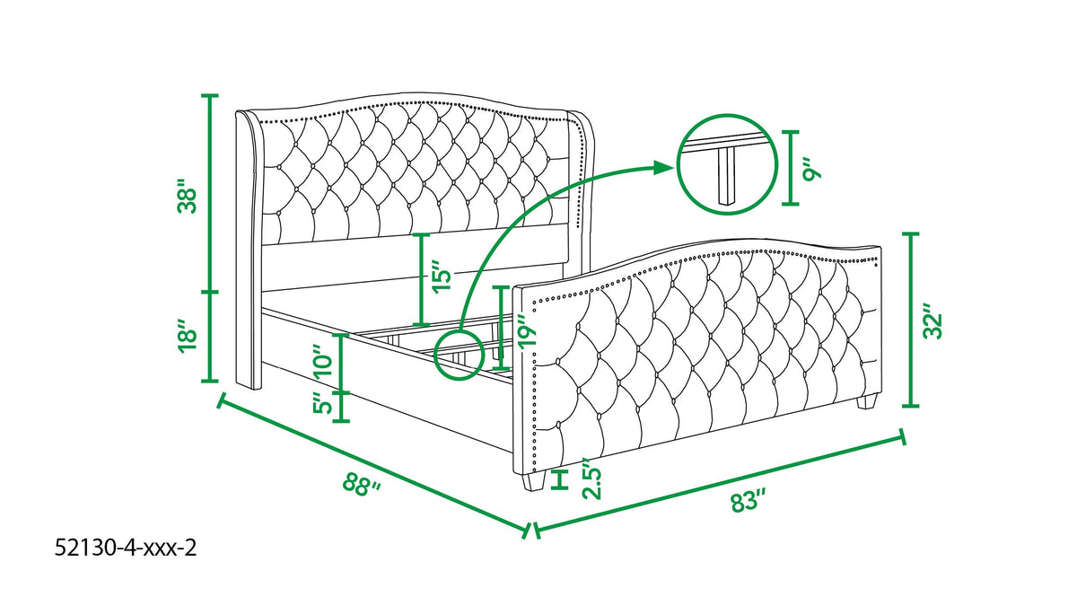 Marcella Upholstered Shelter Headboard Bed Set, King