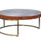Tamas - 16" Coffee Table - Aluminum & Cocoa Top Grain Leather