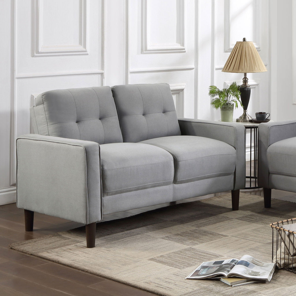 Bowen Upholstered Track Arm Tufted Loveseat Grey - view 7