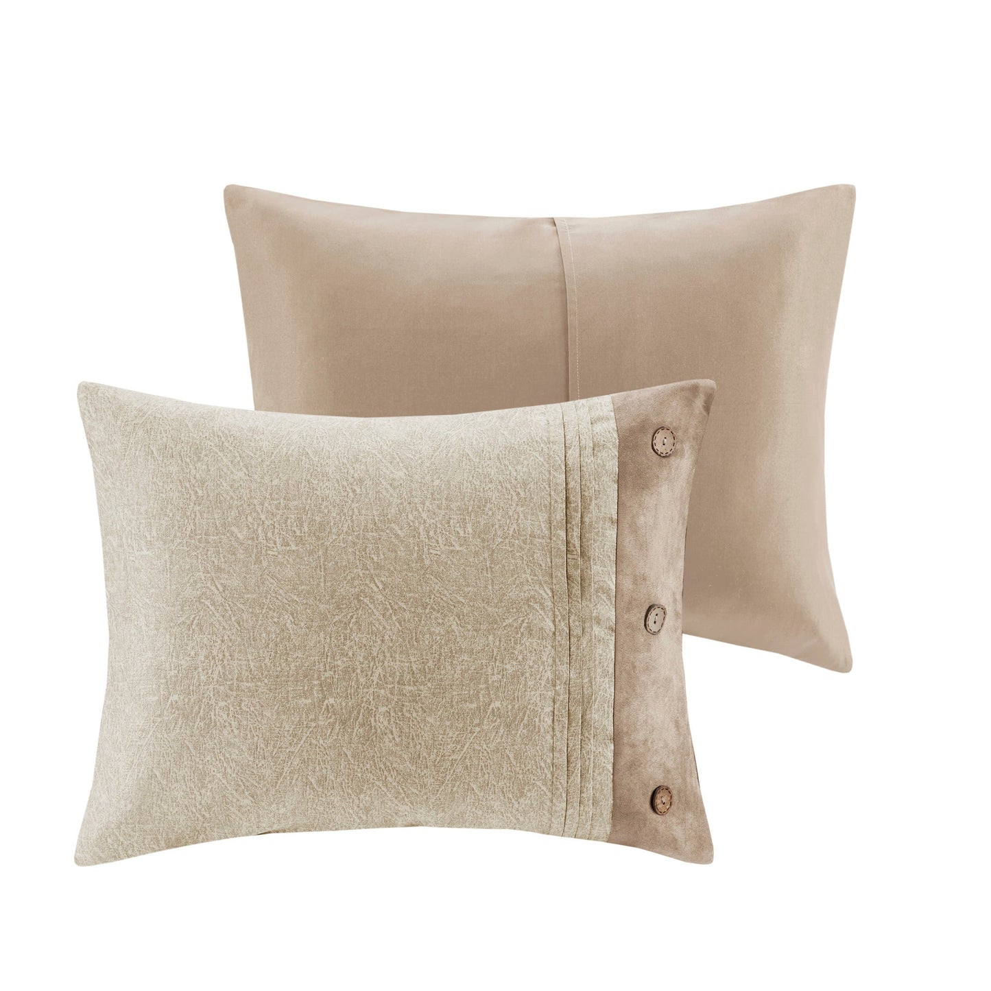 7 Piece Faux Suede Comforter Set Tan California King
