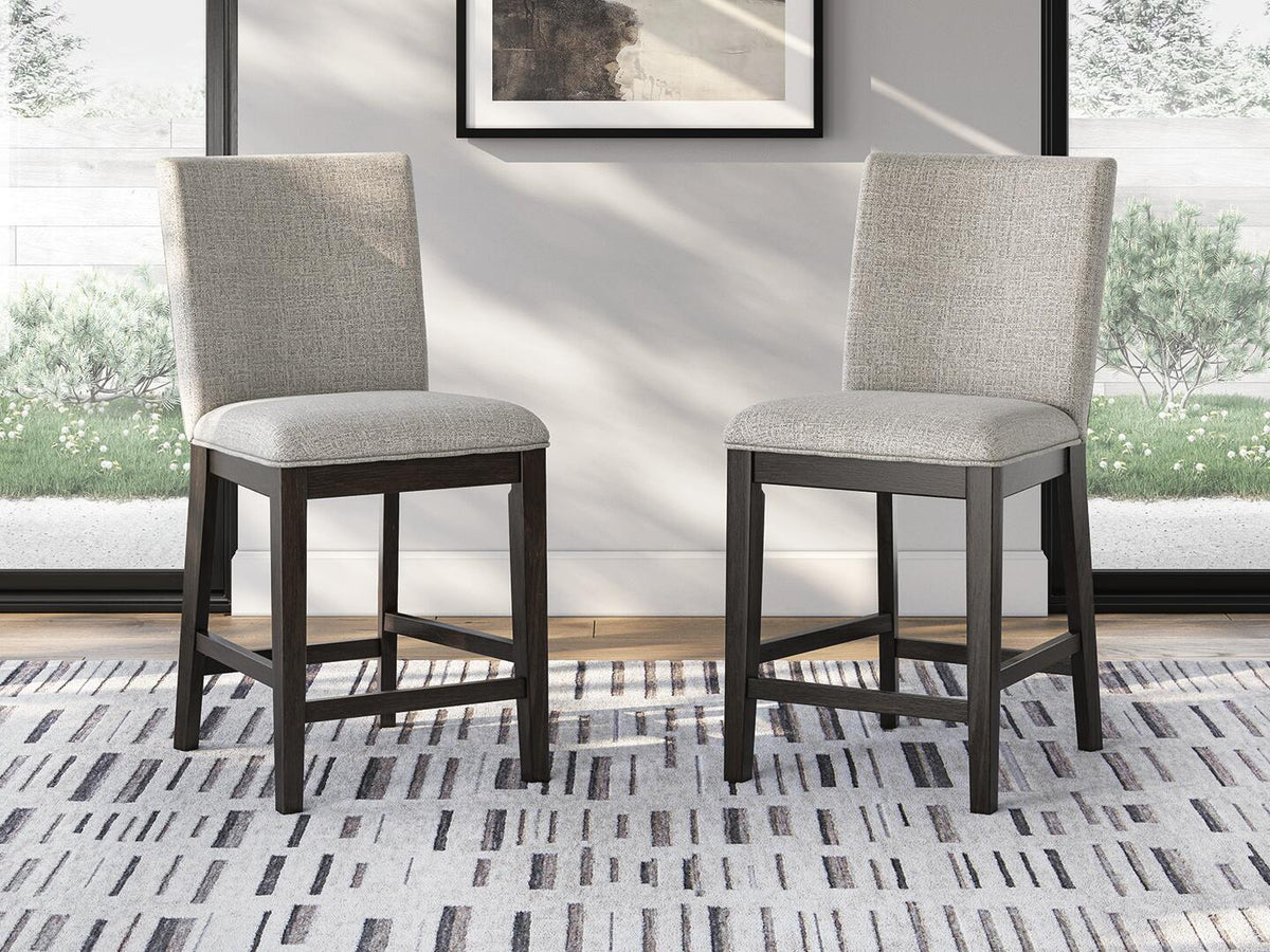 Neymorton - Upholstered Barstool (Set of 2) - Dark Grayish Brown - view 6
