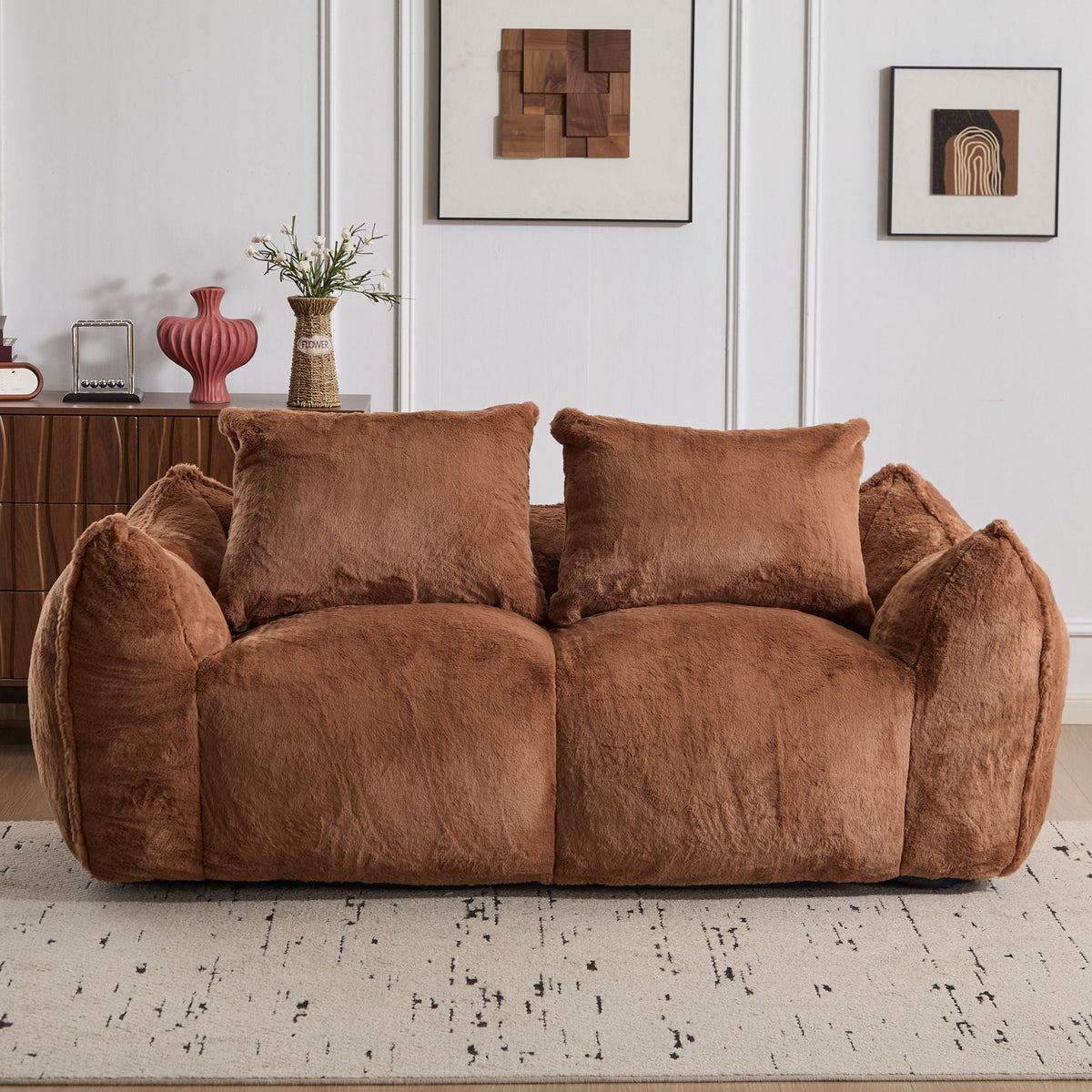 Giant Bean Bag Couch, Ultra Soft Fluffy Loveseat For Living Room - view 32