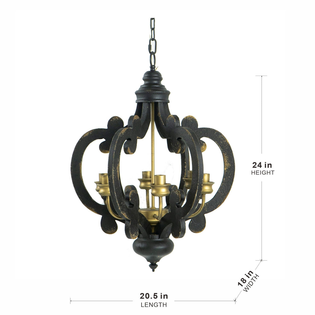 Farmhouse Chandelier, 6 Light Wood Chandelier Pendant Light Fixture With Adjustable Chain For Dining Room - view 28