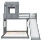 Wooden Twin Over Full Bunk Bed, Loft Bed with Playhouse