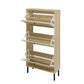Rattan 3 Door Shoe Rack, Freestanding Modern Shoe Storage Cabinet