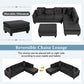 Modern Sectional Sofa With Storage Ottoman, L - Shape Couch With 2 Pillows And Cup Holders - view 12