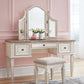 Realyn - Vanity/Mirror/Stool (Set of 3) - White / Brown / Beige