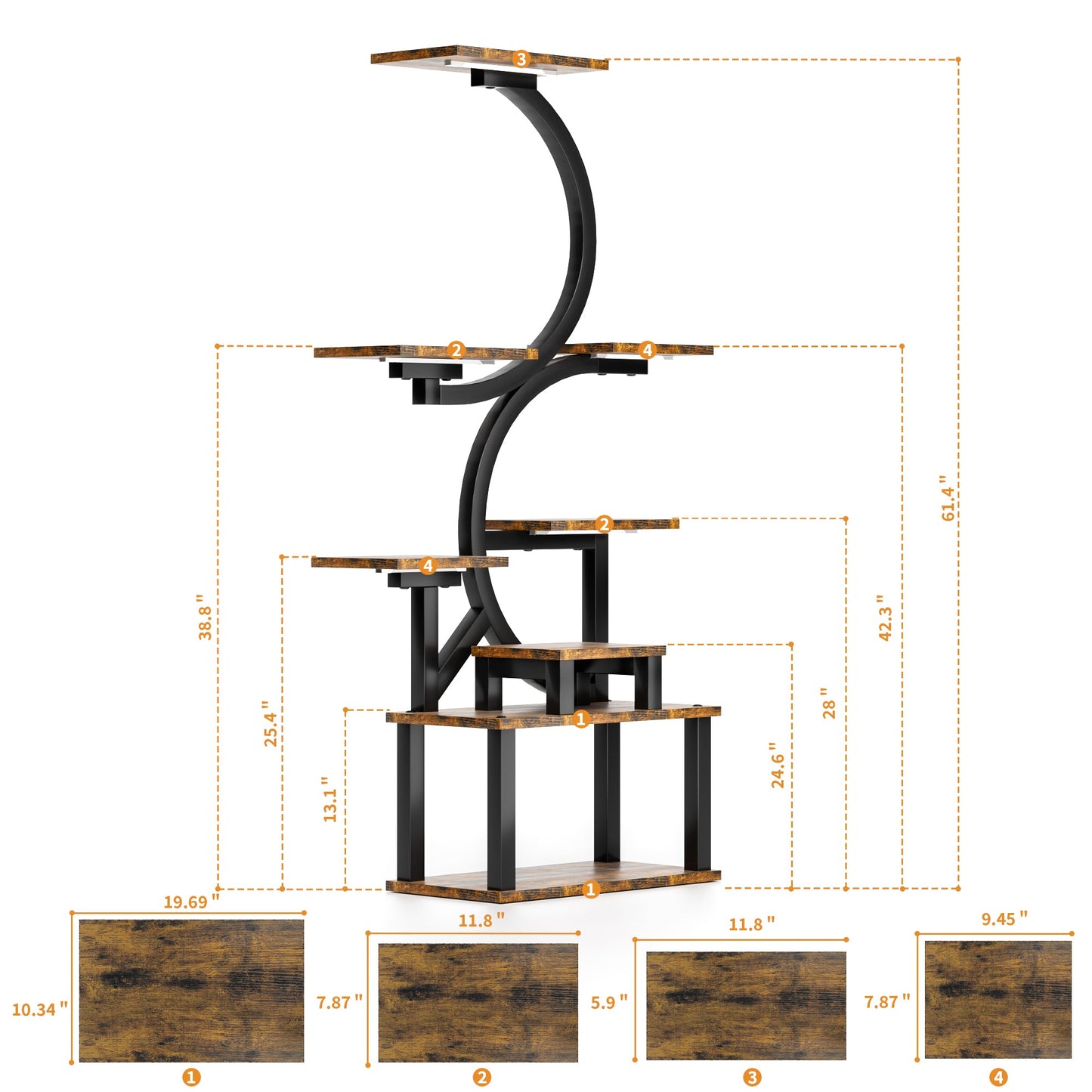 8-Tiered Indoor Plant Stand with Grow Lights