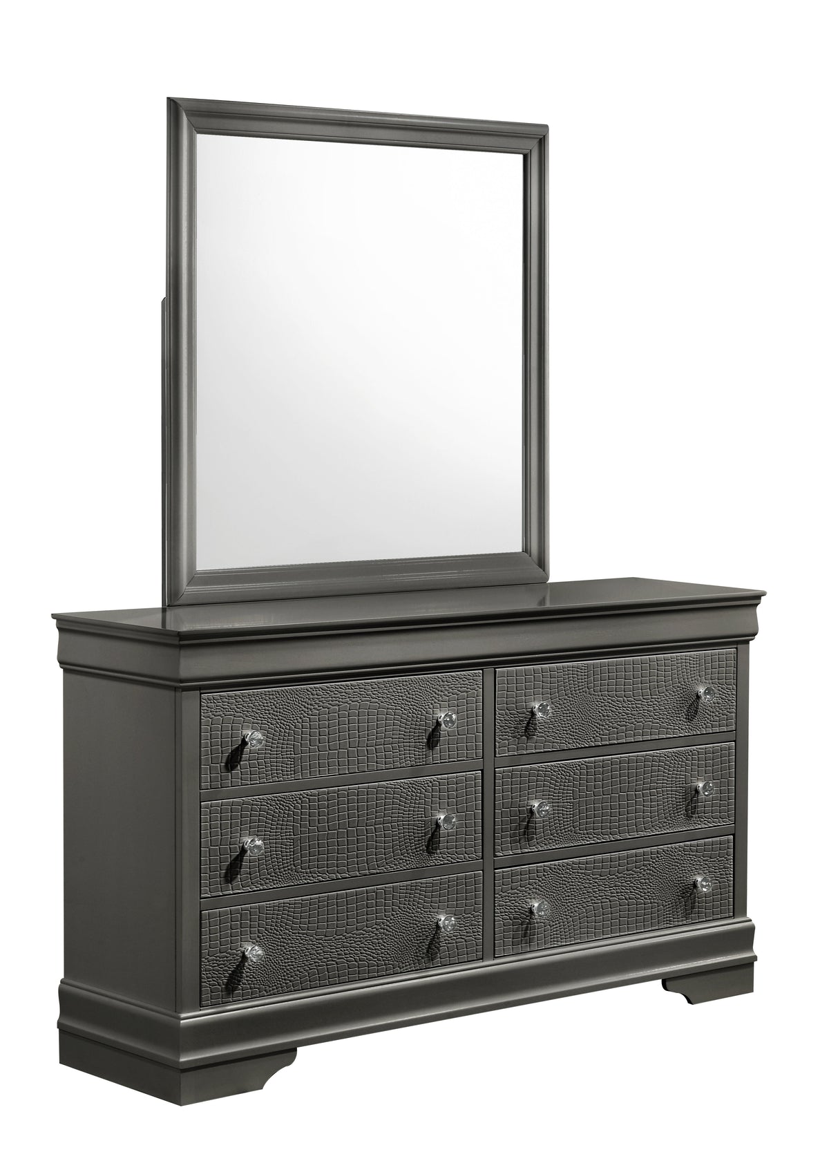 Blaze Modern Style Mirror Made with Wood in Metallic Gray