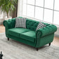 Chesterfield Fabric Sofa With Roll Armrest And Nailhead, Mid Century 2 Seater Couch - view 5