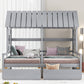 Twin Size House Platform Beds with Storage Drawers