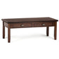 Artisan 46 Inch Wide Solid Wood Coffee Table in Russet