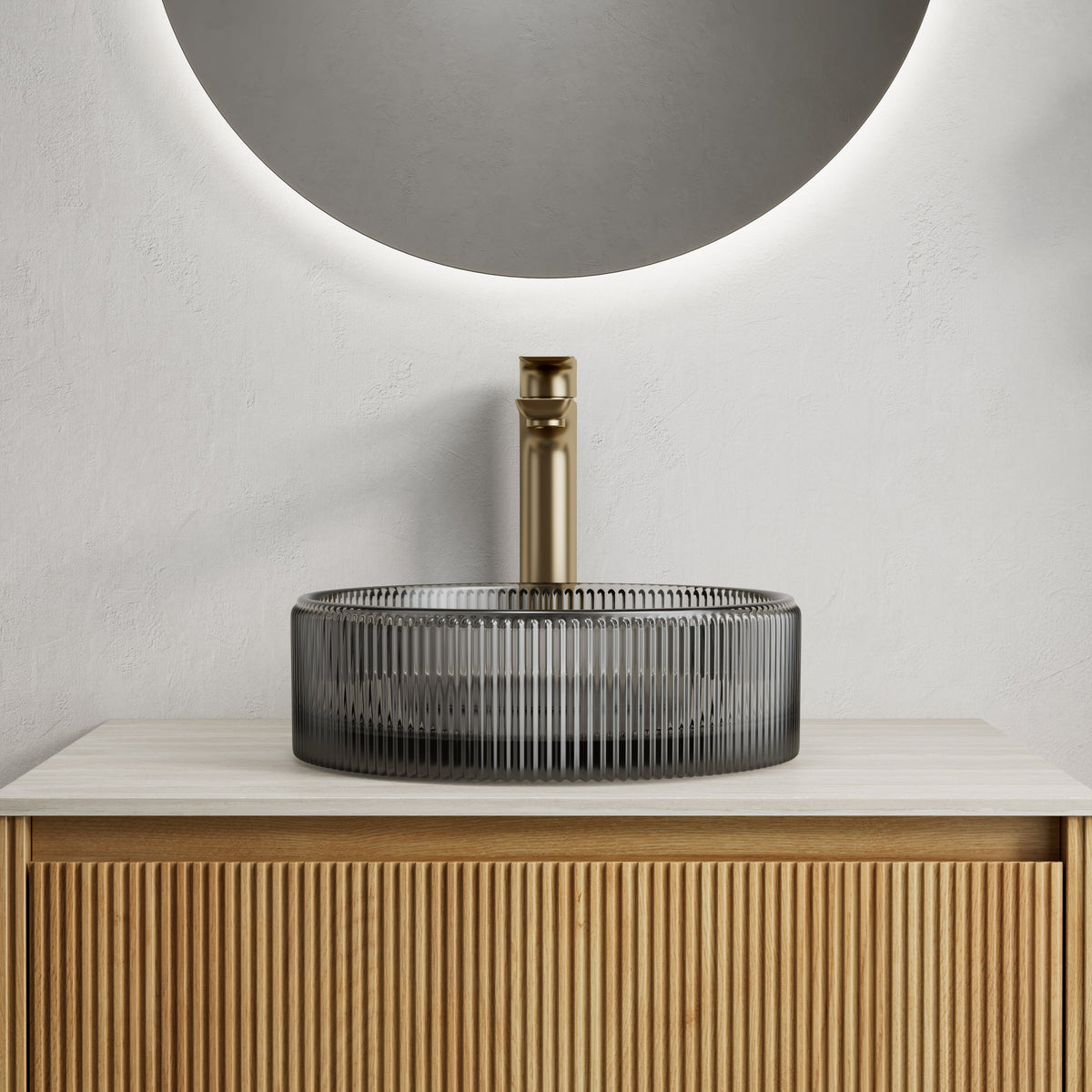 Sonny 16'' Bathroom Round Crystal Glass Sink without Faucet
