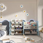 Kids Toy Storage Organizer with 2 Tier Bookshelf