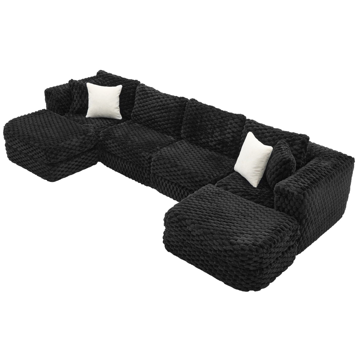 Modular Sectional Sofa, Boneless Couch With 2 Movable Ottomans - view 23