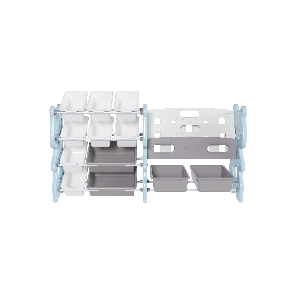Kids Toy Storage Organizer with 2 Tier Bookshelf