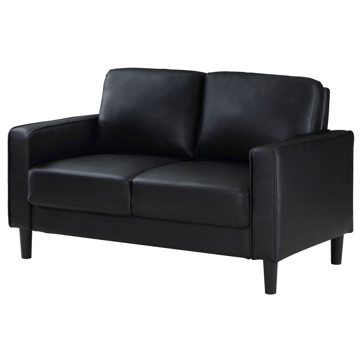 Ruth Upholstered Track Arm Loveseat Black - view 6