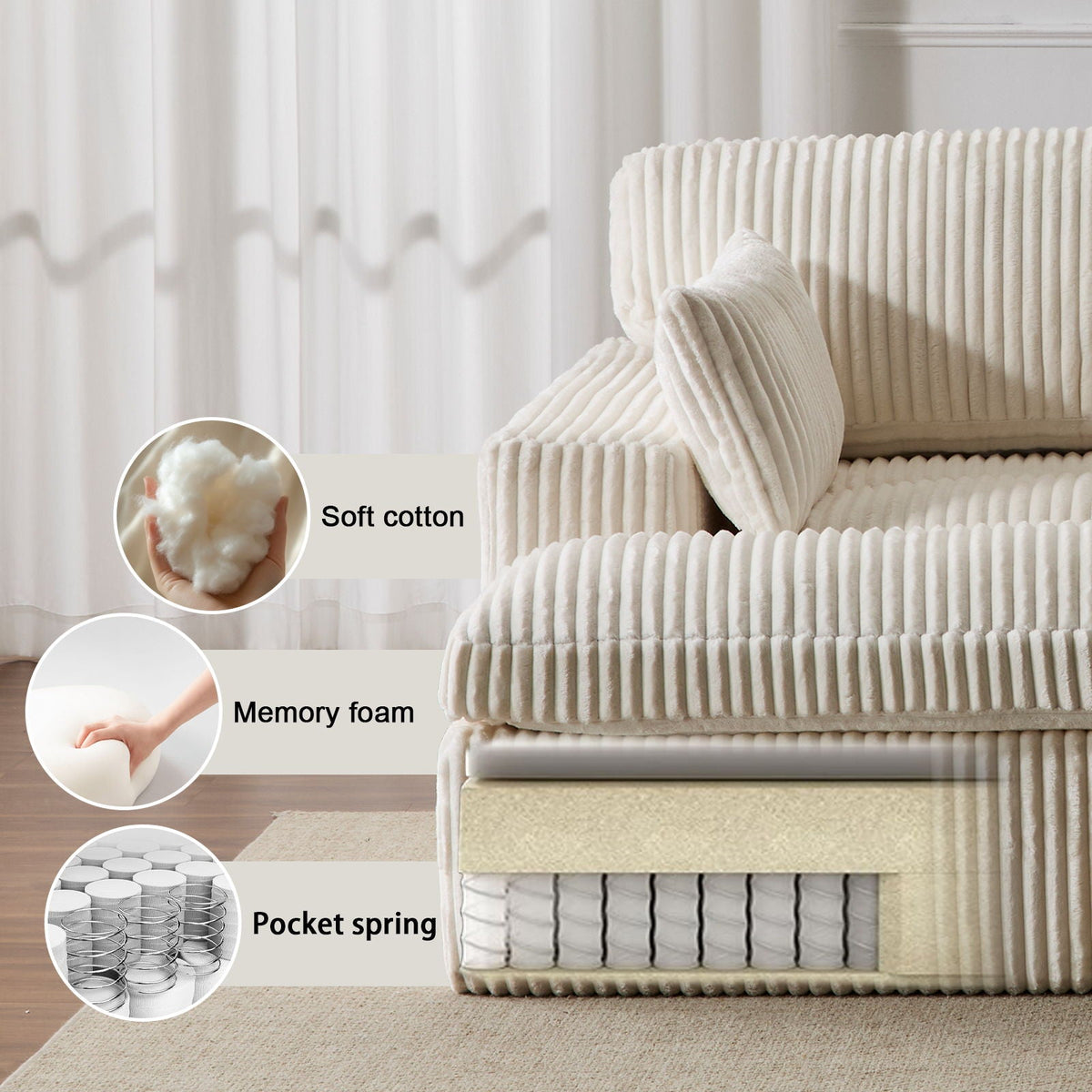 Double Chaise Lounge Chair, Oversized Upholstered Sleeper Cloud Couch - view 26