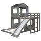 Wooden Twin Over Full Bunk Bed with Playhouse