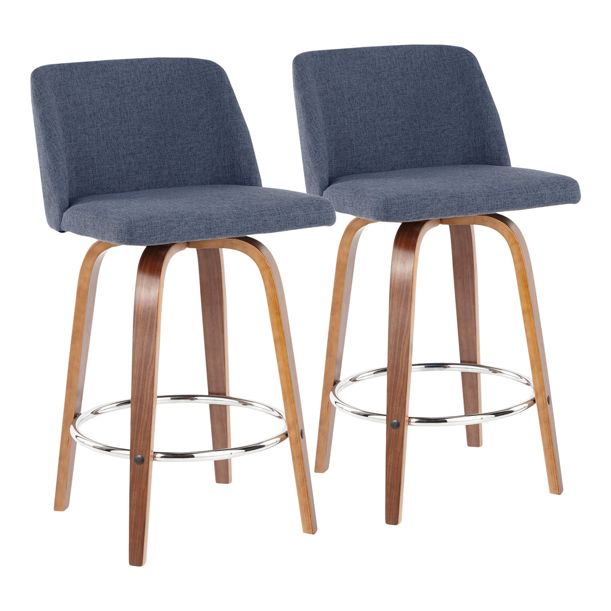Mid-Century Modern Counter Stool with Upholstered Seat - Multiple Colors