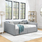 Queen Size Daybed with Two Drawers Trundle Upholstered Sofa Bed