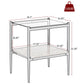 Modern Rectangle End Table (Set of 2) With Tempered Glass Tabletop And Layer - Brown - view 7
